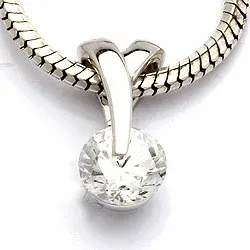 Rundt vedhæng i 9 karat hvidguld