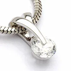 Rundt vedhæng i 9 karat hvidguld