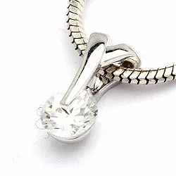 Rundt vedhæng i 9 karat hvidguld