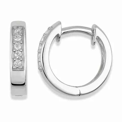 11 mm kreoler i 9 karat hvidguld med zirkoner