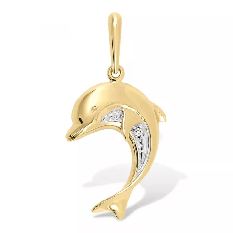 delfin vedhæng i 9 karat guld med rhodium