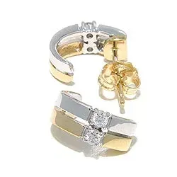 diamant halvcreoler i 14 karat guld og hvidguld med diamant