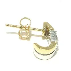 diamant halvcreoler i 14 karat guld og hvidguld med diamant