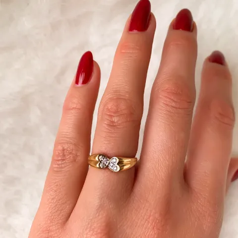 Hjerte ring i 14 karat guld 0,05 ct