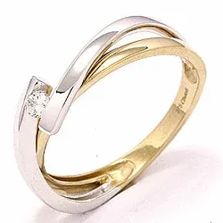 Zirkon ring i 8 karat guld med 8 karat hvidguld