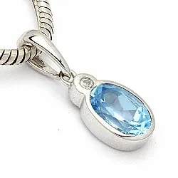 Blå topas vedhæng i 9 karat hvidguld