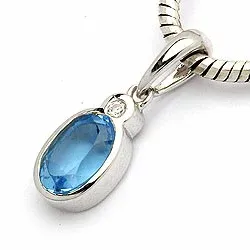 Blå topas vedhæng i 9 karat hvidguld
