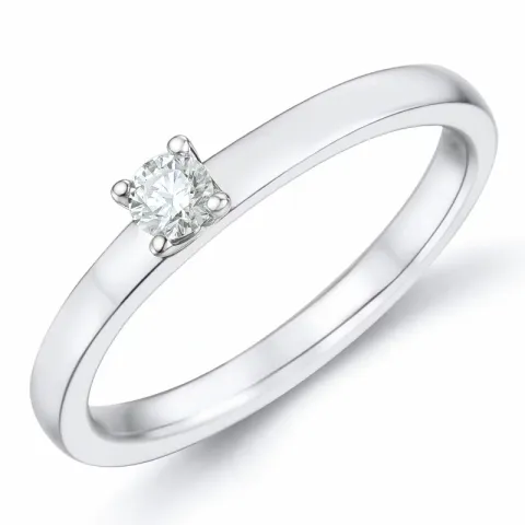 solitairering i 14 karat hvidguld 0,10 ct