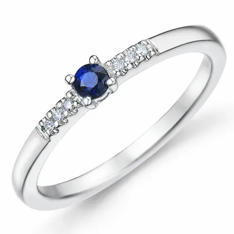 safir diamantring i 14 karat hvidguld 0,03 ct 0,163 ct