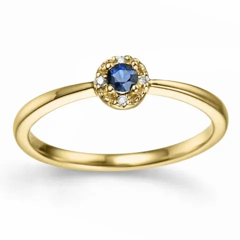 rund safir diamantring i 14 karat guld 0,02 ct 0,163 ct