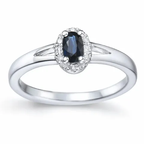 safir diamantring i 14 karat hvidguld 0,03 ct 0,35 ct