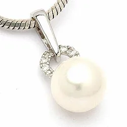 Perle vedhæng i 9 karat hvidguld