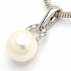 Perle vedhæng i 9 karat hvidguld