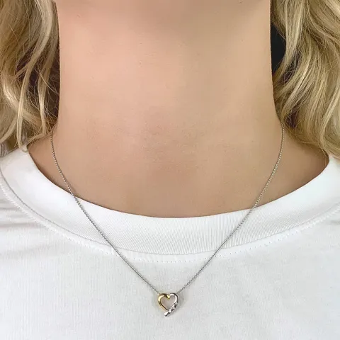 hjerte vedhæng i 9 karat guld med rhodium