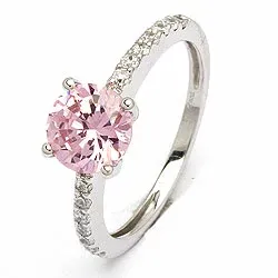 Pink ring i 8 karat hvidguld