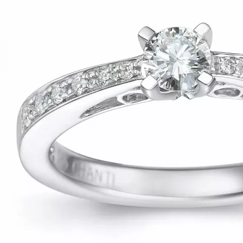 Diamant ring i 14 karat hvidguld 0,26 ct 0,12 ct