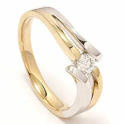 bestillingsvare - guld ring i 14 karat guld.- og hvidguld 0,20 ct