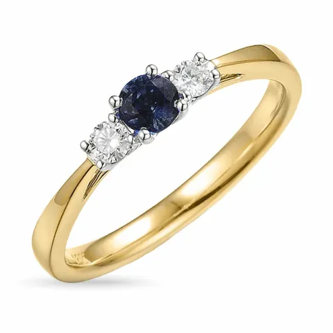 safir diamantring i 14 karat guld.- og hvidguld 0,132 ct 0,334 ct