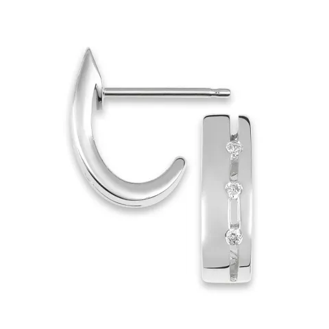 Halvcreoler i 9 karat hvidguld med zirkon