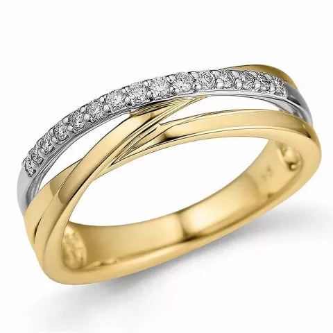 abstrakt diamant ring i 14 karat guld.- og hvidguld 0,16 ct