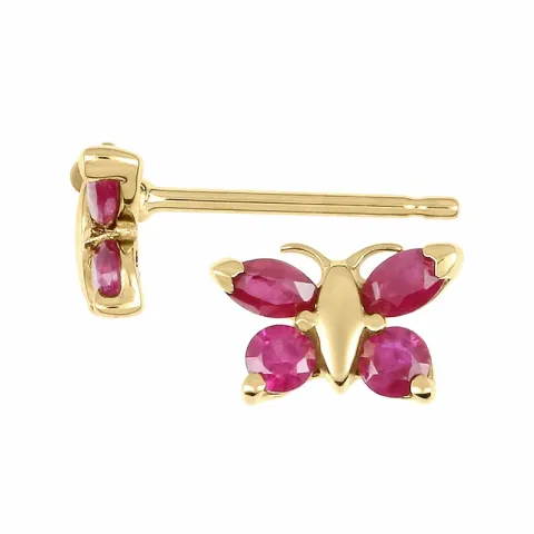 Sommerfugle øreringe i 9 karat guld med rubiner