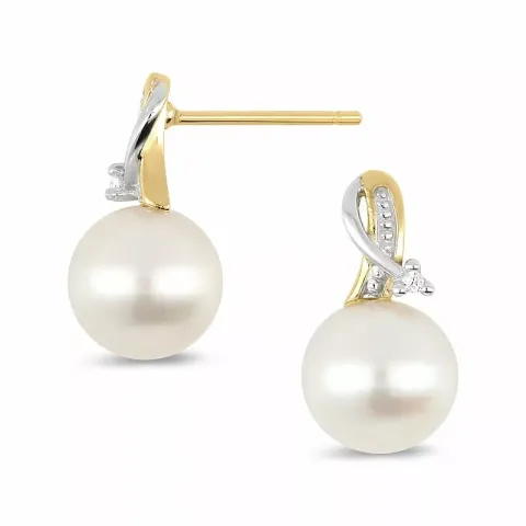 perle øreringe i 9 karat guld med rhodium med zirkon