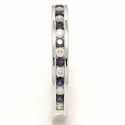 bestillingsvare - safir diamantring i 14 karat hvidguld 0,17 ct 0,24 ct