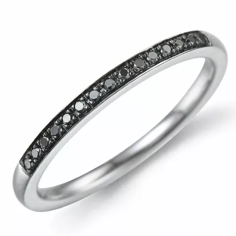 sort diamant ring i 14 karat hvidguld 0,09 ct 