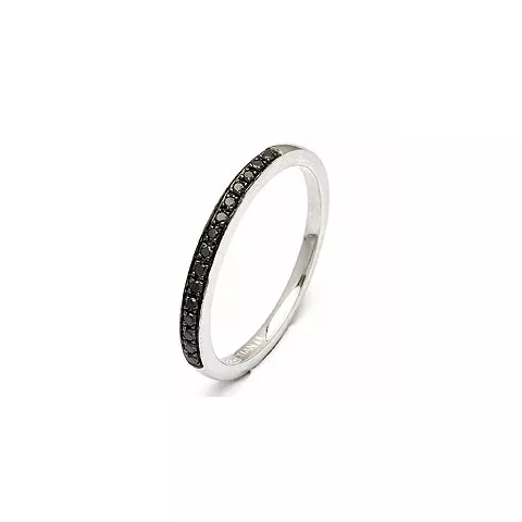 sort diamant ring i 14 karat hvidguld 0,09 ct 
