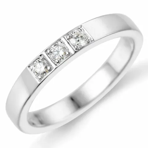 alliancering i 14 karat hvidguld 3 x 0,05 ct