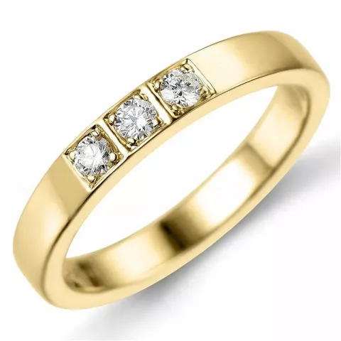 alliancering i 14 karat guld 3 x 0,05 ct