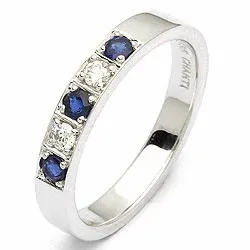 safir alliancering i 14 karat hvidguld 0,10 ct 0,24 ct