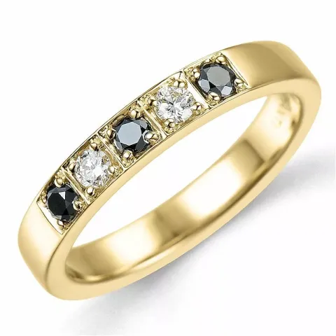 sort diamant alliancering i 14 karat guld 0,10 ct 0,15 ct