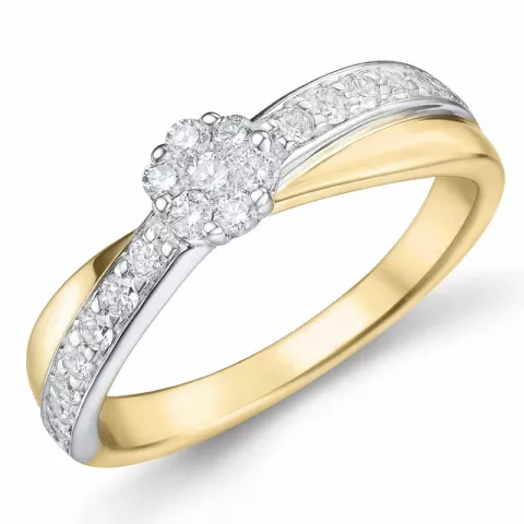 blomster diamant ring i 14 karat guld.- og hvidguld 0,35 ct