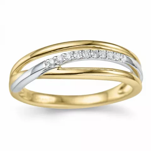 fingerring abstrakt diamant ring i 14 karat guld.- og hvidguld 0,07 ct