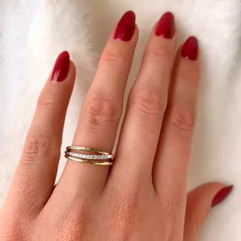 fingerring abstrakt diamant ring i 14 karat guld.- og hvidguld 0,07 ct