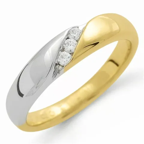 diamantring i 14 karat guld.- og hvidguld 0,08 ct