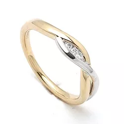 abstrakt diamant ring i 14 karat guld.- og hvidguld 0,04 ct