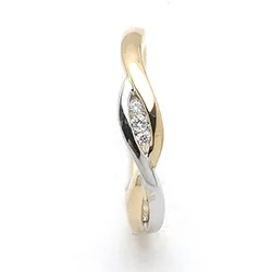 abstrakt diamant ring i 14 karat guld.- og hvidguld 0,04 ct