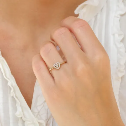 Hjertering i 14 karat guld 0,129 ct