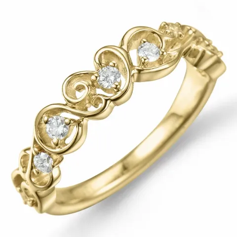 Guldring i 14 karat guld 0,155 ct