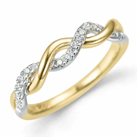 diamantring i 14 karat guld.- og hvidguld 0,13 ct