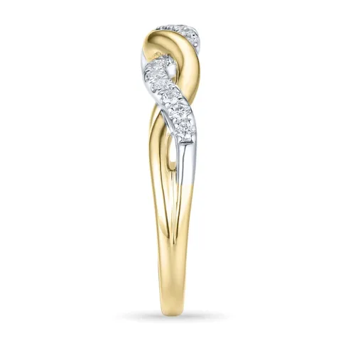 diamantring i 14 karat guld.- og hvidguld 0,13 ct