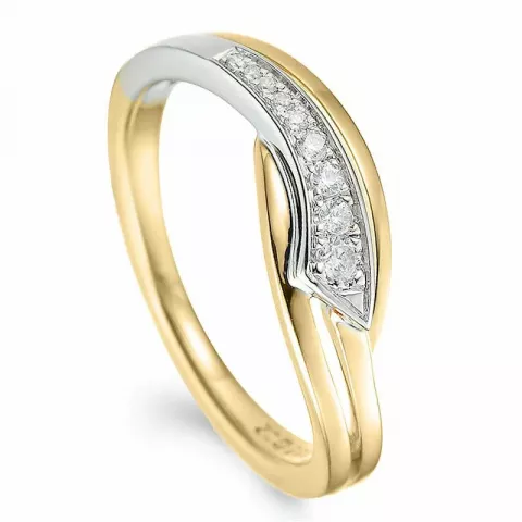 abstrakt diamant ring i 14 karat guld.- og hvidguld 0,09 ct
