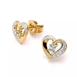 hjerte øreringe i 9 karat guld med rhodium med topas og zirkon