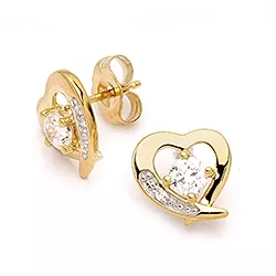 hjerte øreringe i 9 karat guld med rhodium med zirkon