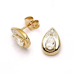 dråbe øreringe i 9 karat guld med rhodium med zirkon