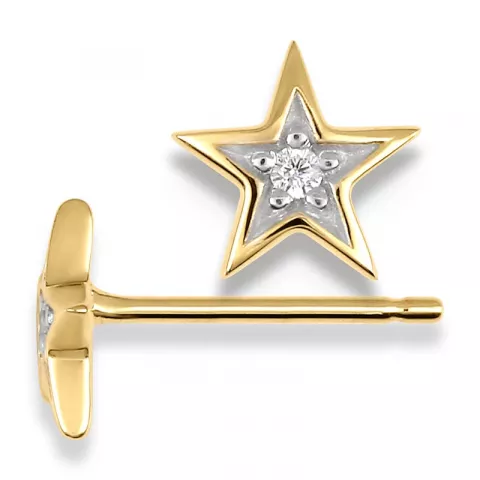 stjerne øreringe i 9 karat guld med rhodium med zirkon