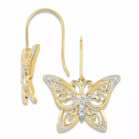 sommerfugle øreringe i 9 karat guld med rhodium med zirkon