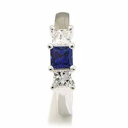 firkantet safir ring i 14 karat hvidguld 0,52 ct 0,36 ct